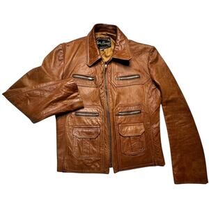 Vintage 1960's Boho Brown Woodstock Style Leather Jacket Size 40